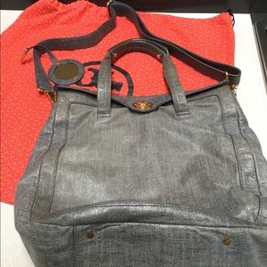 Tory Burch denim leather handbag